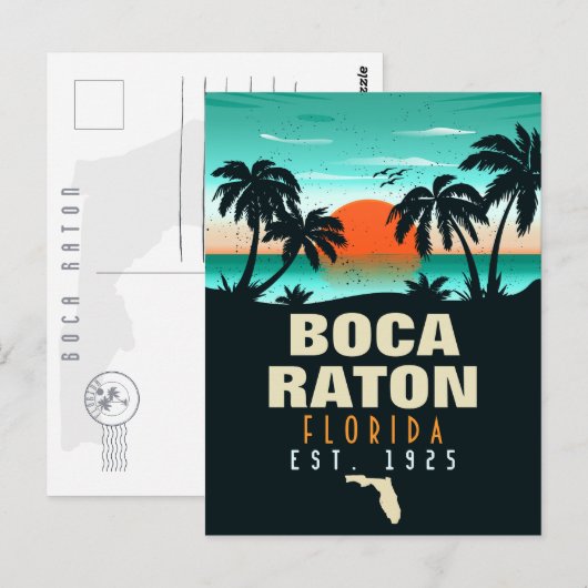 Boca Raton Florida Retro Sunset Beach Souvenirs Briefkaart (Voorkant / Achterkant)