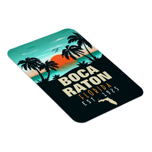 Boca Raton Florida Retro Sunset Beach Souvenirs Magneet (Rechterzijde)