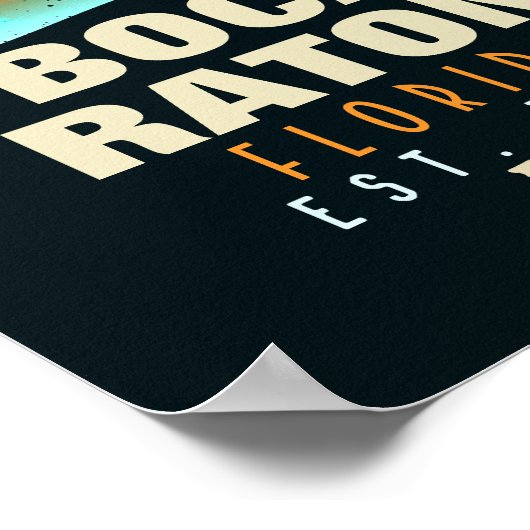 Boca Raton Florida Retro Sunset Beach Souvenirs Poster (Hoek)