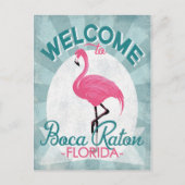 Boca Raton Florida Roze Flamingo Retro Briefkaart (Voorkant)