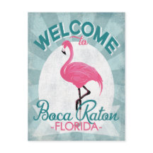 Boca Raton Florida Roze Flamingo Retro