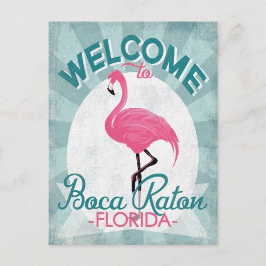 Boca Raton Florida Roze Flamingo Retro Briefkaart (Voorkant)