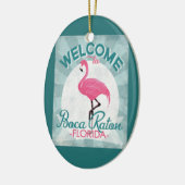Boca Raton Florida Roze Flamingo Retro Keramisch Ornament (Links)