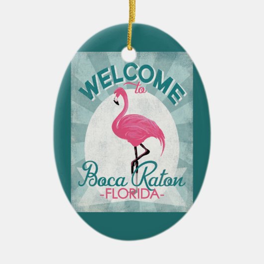 Boca Raton Florida Roze Flamingo Retro Keramisch Ornament (Voorkant)