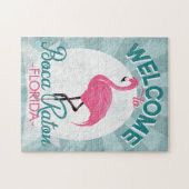 Boca Raton Florida Roze Flamingo Retro Legpuzzel (Horizontaal)
