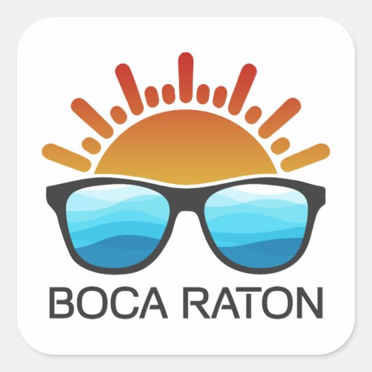 Boca Raton Florida Zonnebril Vierkante Sticker (Voorkant)