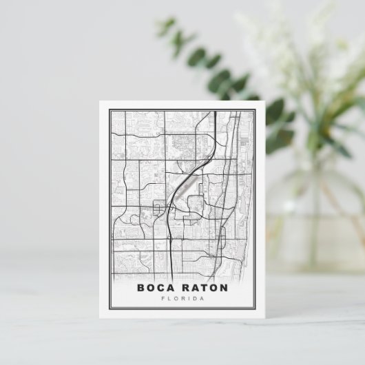 Boca Raton Map Briefkaart (Staand voorkant)