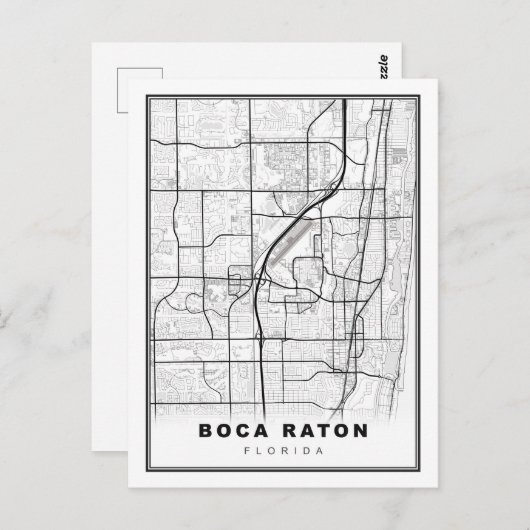 Boca Raton Map Briefkaart (Voorkant / Achterkant)