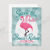 Boca Raton sparen de Datum roze Flamingo Aankondigingskaart (Voorkant / Achterkant)