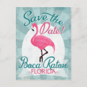 Boca Raton sparen de Datum roze Flamingo Aankondigingskaart (Voorkant)