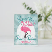 Boca Raton sparen de Datum roze Flamingo Aankondigingskaart (Staand voorkant)