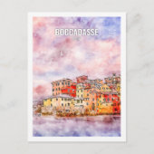 Boccadasse Italië Famous Travel Waterverf Sketch Briefkaart (Voorkant)