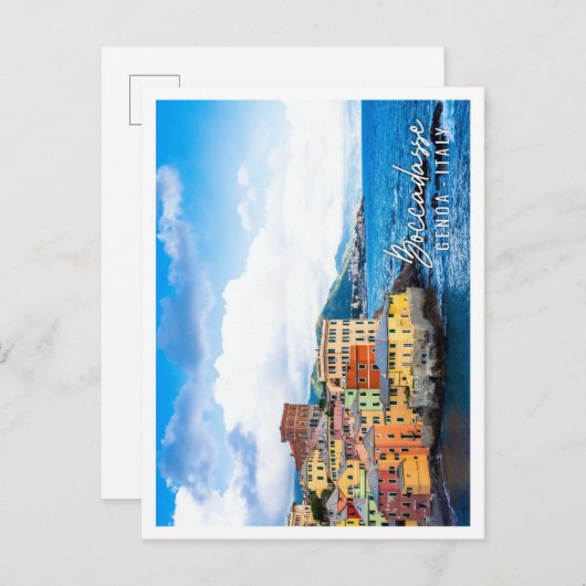 Boccadasse jachthaven panorama in Genua Italië Briefkaart (Voorkant / Achterkant)