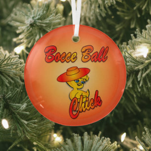 Bocce Ball Chick #5 Glas Ornament