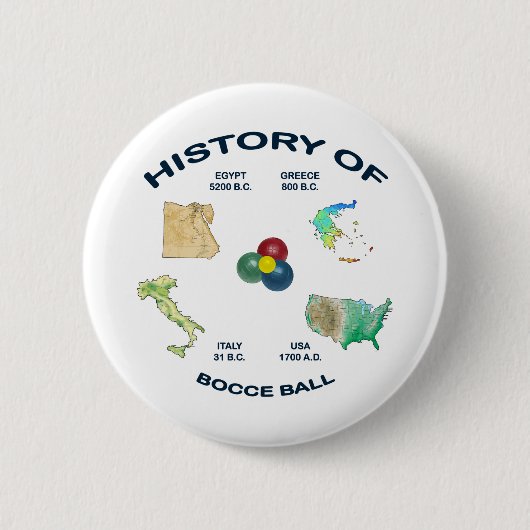 Bocce Ball Geschiedenis Ronde Button 5,7 Cm (Voorkant)