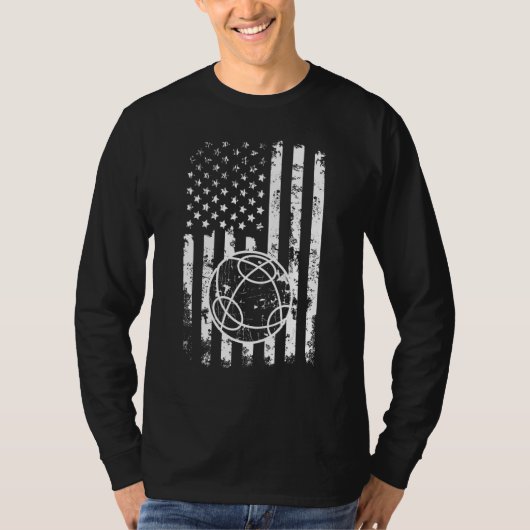 Bocce Ball Player USA Flag Patriotic 3 T-shirt (Voorkant)
