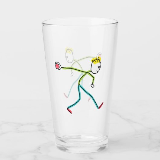 Bocce Ball Stickman Glas (Voorkant)