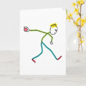 Bocce Ball Stickman Kaart (Gele Bloem)