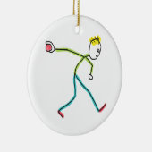 Bocce Ball Stickman Keramisch Ornament (Rechts)
