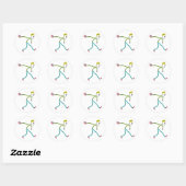 Bocce Ball Stickman Ronde Sticker (Vel)