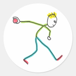Bocce Ball Stickman Ronde Sticker