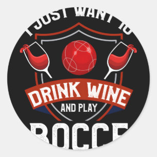 Bocce Ball Wine Bocce speler Ronde Sticker