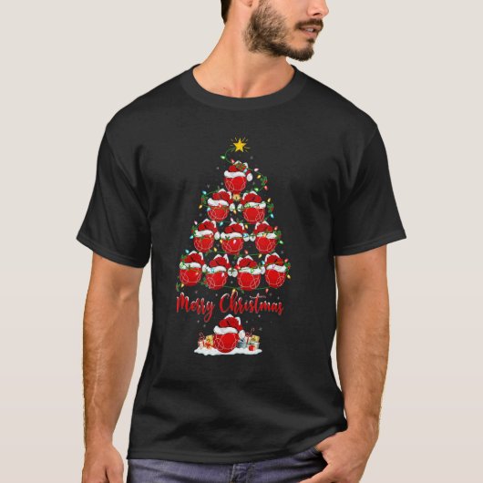 Bocce Ball Xmas lampjes met kerstboom T-shirt (Voorkant)