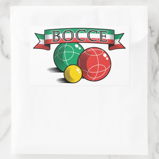 Bocce in banner rechthoekige sticker (Tas)