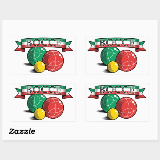 Bocce in Banner Square Sticker (Vel)