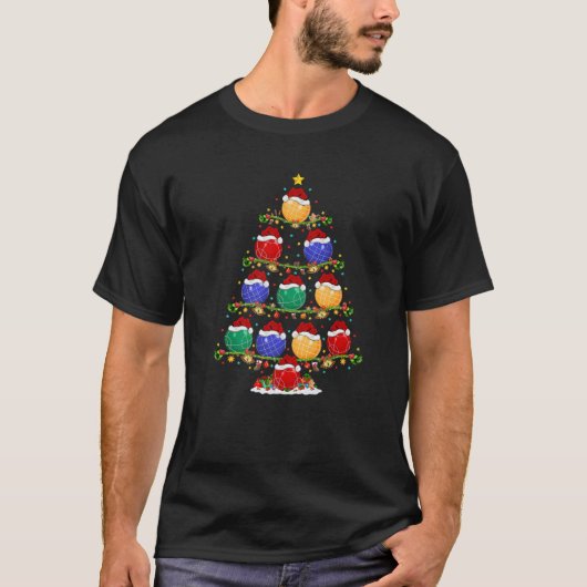 Bocce Lover Xmas met kerstverlichting voor kerstmi T-shirt (Voorkant)