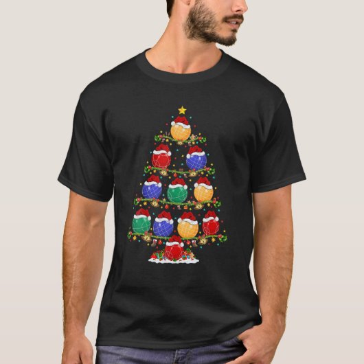 Bocce Lover Xmas met kerstverlichting voor kerstmi T-shirt (Voorkant)