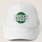 Bocce Queen trucker hoed met groene Bocci bal logo Pet (Voorkant)