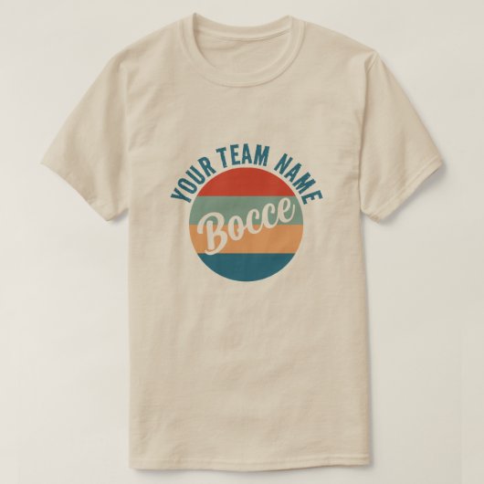 Bocce teamnaam shirt met retro strepen (Design voorkant)