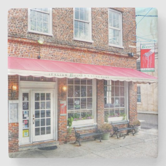 Bocci's Charleston, SC. Onderzetter. Stenen Onderzetter (Voorkant)