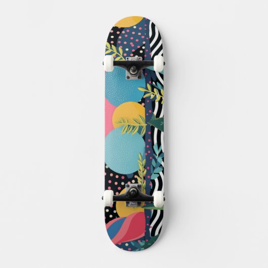 Bochten en stippen met bladeren persoonlijk skateboard (Voorkant)