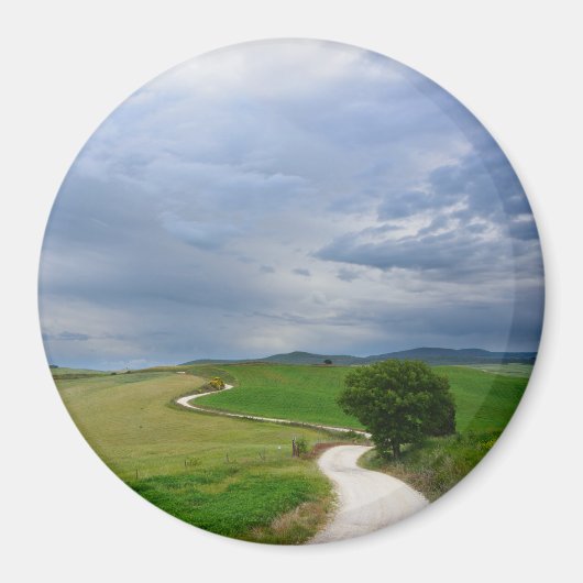 Bochtige weg naar een bestemming ronde magneet (Voorkant)