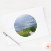 Bochtige weg naar een bestemmings ronde sticker (Envelop)