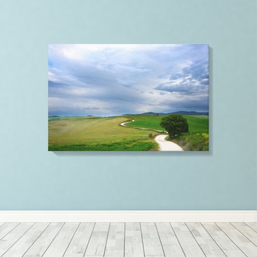 Bochtige weg naar een bestemmingspaneel canvas afdruk (Insitu (Houten vloer))