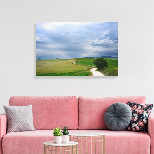 Bochtige weg naar een bestemmingspaneel canvas afdruk (Insitu (Woonkamer))