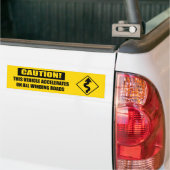 Bochtwaarschuwing- geel bumpersticker (Op Truck)