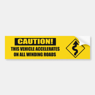 Bochtwaarschuwing- geel bumpersticker