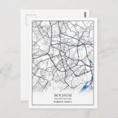 Bochum Deutschland City Map Eenvoudig minimumaanta Briefkaart (Voorkant / Achterkant)