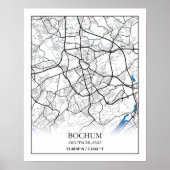 Bochum Deutschland City Map Eenvoudig minimumaanta Poster (Voorkant)