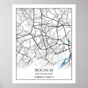 Bochum Deutschland City Map Eenvoudig minimumaanta Poster