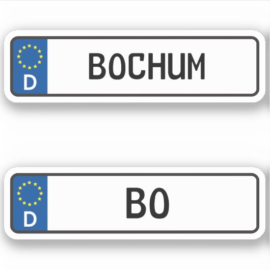 Bochum kennzeichen, Duits Bord rijbewijs Sticker (Voorkant)