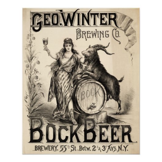 Bock Beer Brewing Co  Antiek Rustige brouwerij Poster (Voorkant)