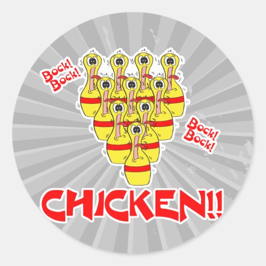 bock bock bock kip grappige bowpins ronde sticker (Voorkant)