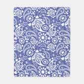 Boco Chic Classic Blauw Wit Paisley Bloemhart Fleece Deken (Voorkant)