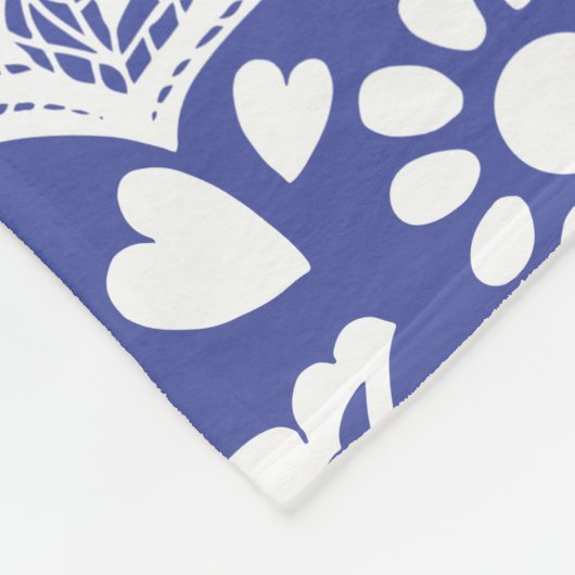 Boco Chic Classic Blauw Wit Paisley Bloemhart Fleece Deken (Hoek)