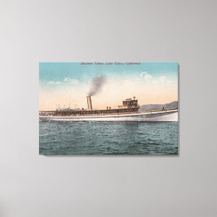 Bod Tahoe, CA - Steamer Tahoe Large Wood Ship Canvas Afdruk